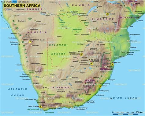 detailed map of southern africa.